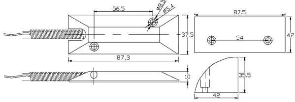 有线卷帘门传感器/百叶窗传感器-架空安装(图1)