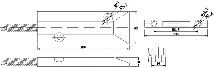 有线卷帘门传感器/百叶窗传感器-架空安装(图1)