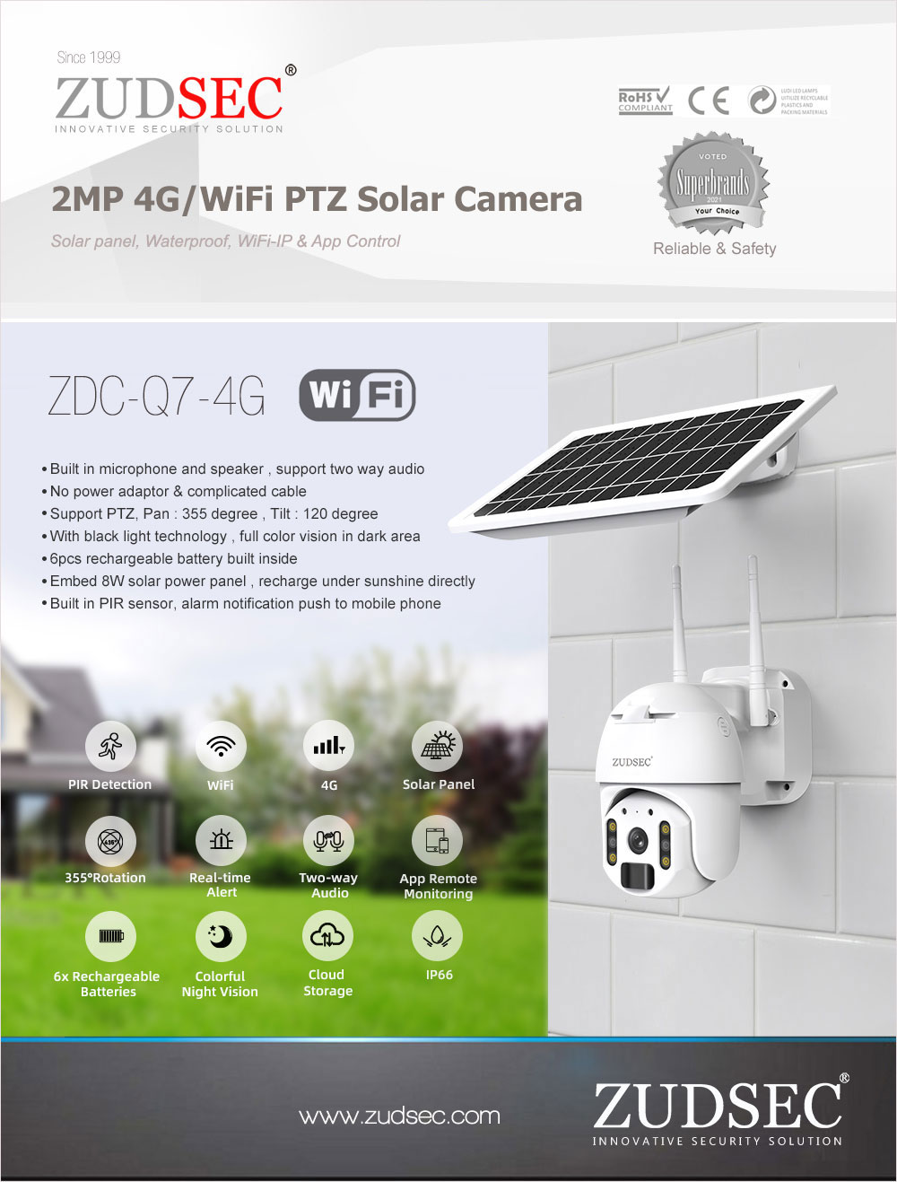 4G/WIFI PTZ Outdoor Solar camera(图1)