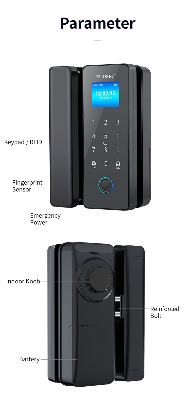 Intelligent Glass Door Fingerprint Lock(图5)