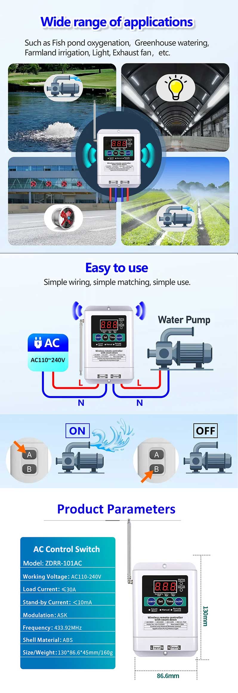 Wireless Remote Control Switch With Delay Setting(图1)